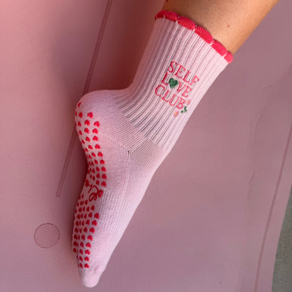 SELF LOVE – Lini Grip Socks | Pilates Socken rutschfest | Full Sole Grip & Bestickung